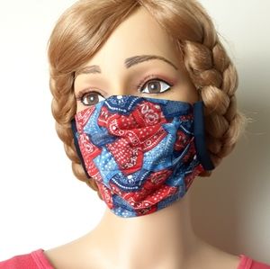 Handmade Cotton Face mask Bandanas Toss Red Blue